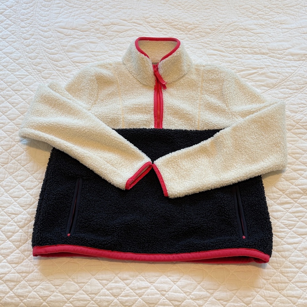 T by Talbots Sherpa half zip Color block Pullover